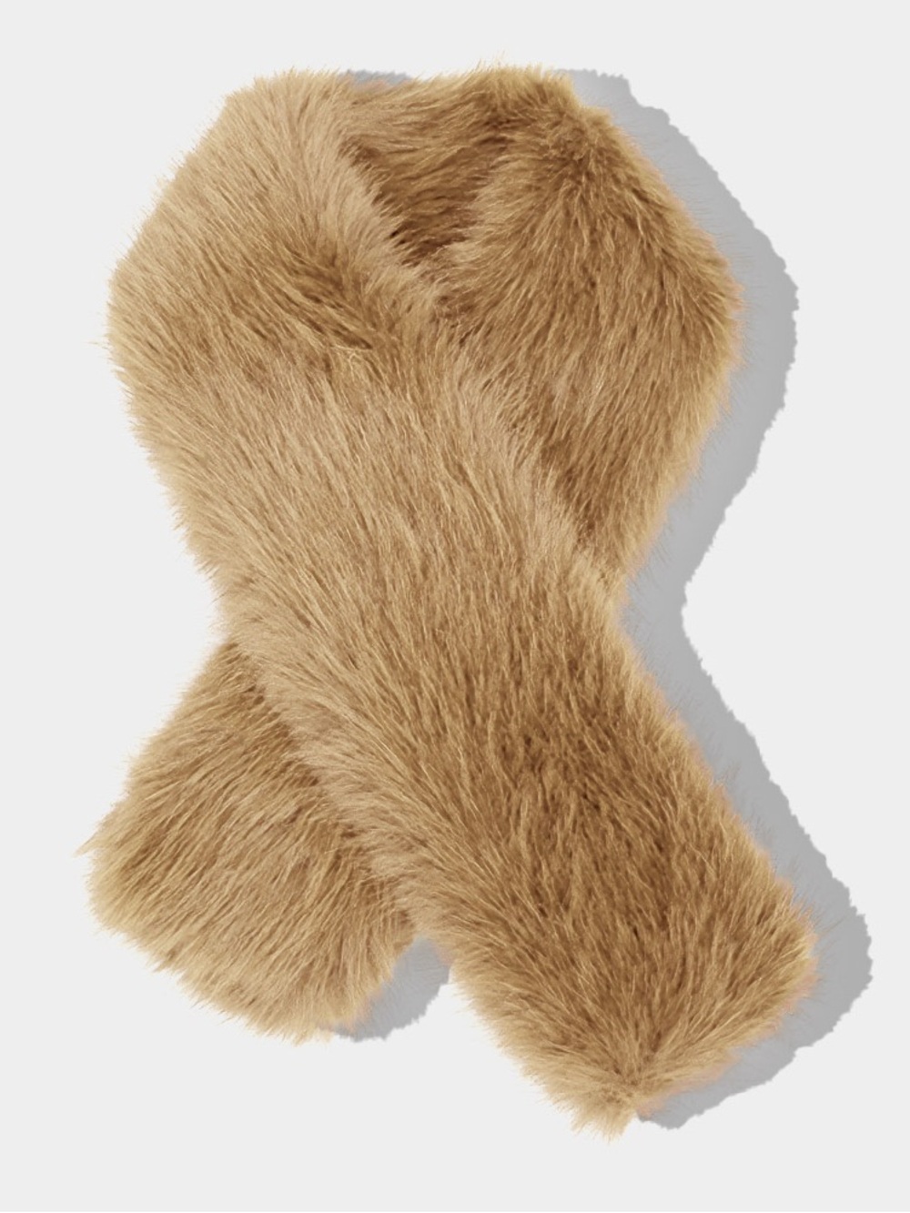 Plush Faux Fur Scarf - Camel